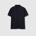 Cotton polo shirt with embroidery - dark blue