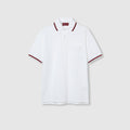 Cotton piquet polo shirt with Web - white