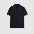 Cotton polo shirt with embroidery - dark blue