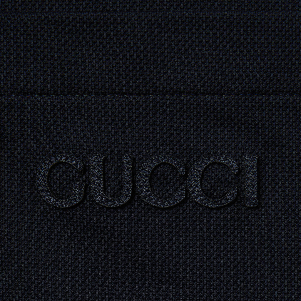 Cotton polo shirt with embroidery - dark blue