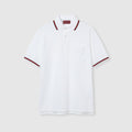 Cotton polo shirt with embroidery - off white