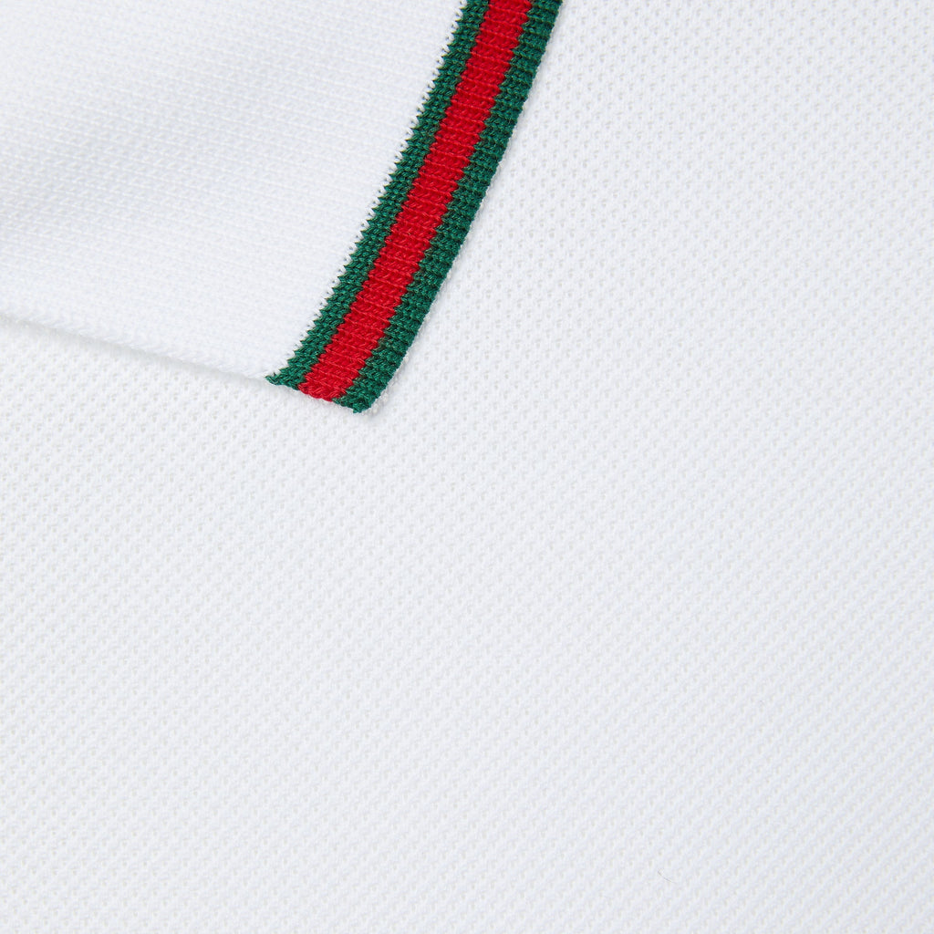Cotton polo shirt with embroidery - off white
