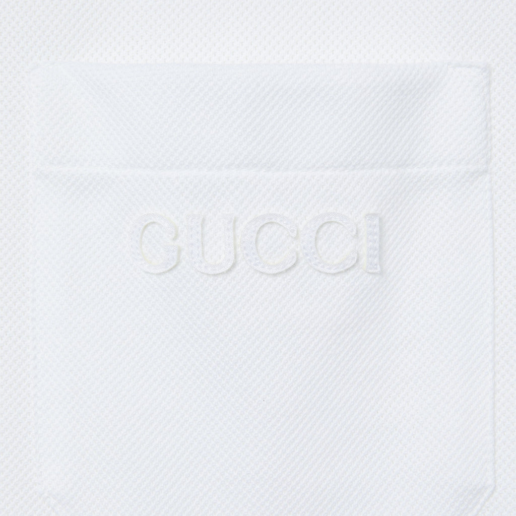Cotton polo shirt with embroidery - off white