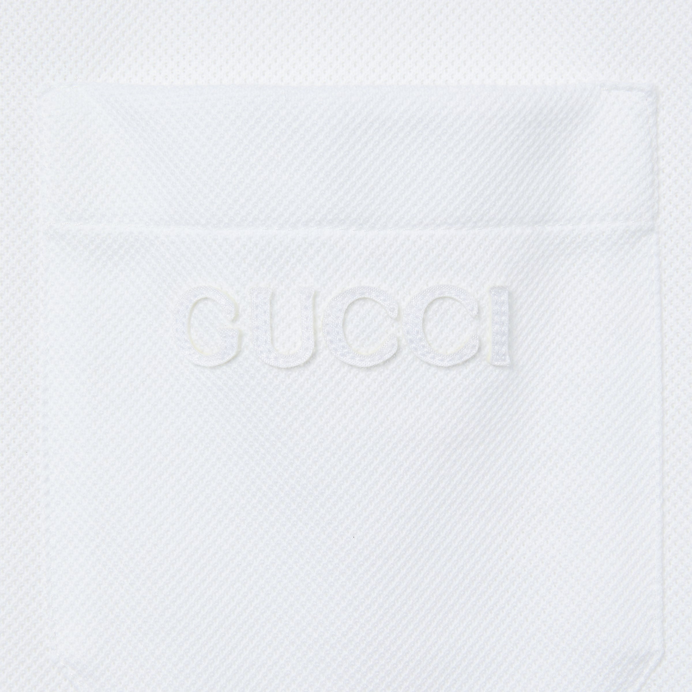 Cotton polo shirt with embroidery - off white