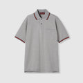 Cotton piquet polo shirt with embroidery - grey mélange