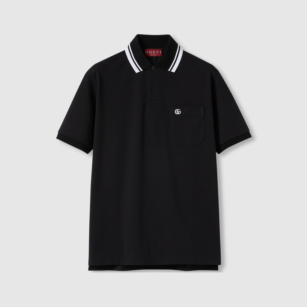 Cotton polo shirt - black