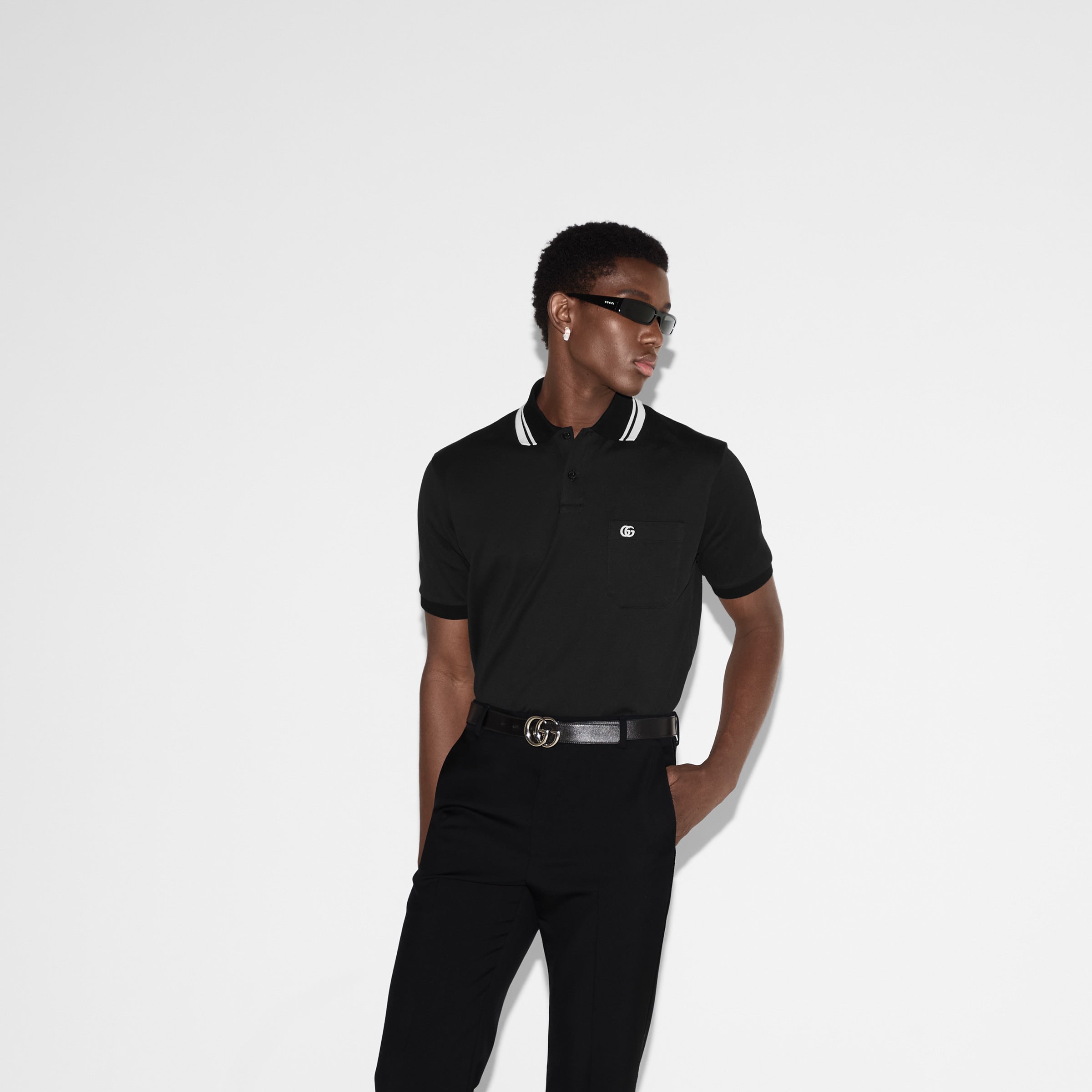Cotton polo shirt - black