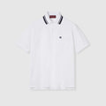 Cotton piquet polo shirt with embroidery - white