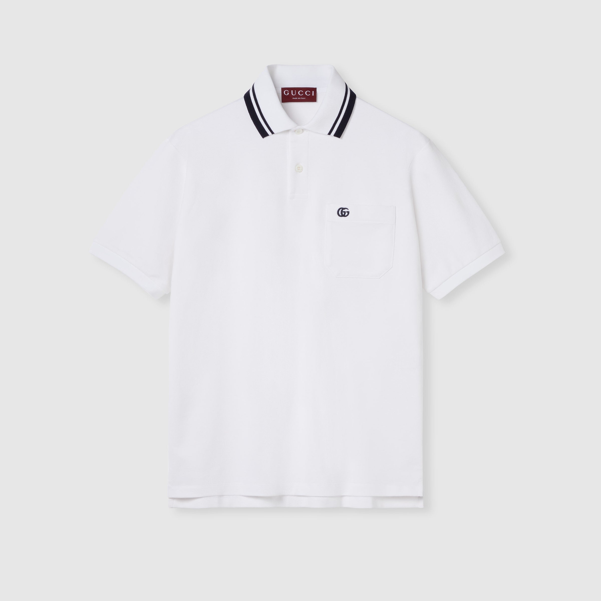 Cotton piquet polo shirt with embroidery - white
