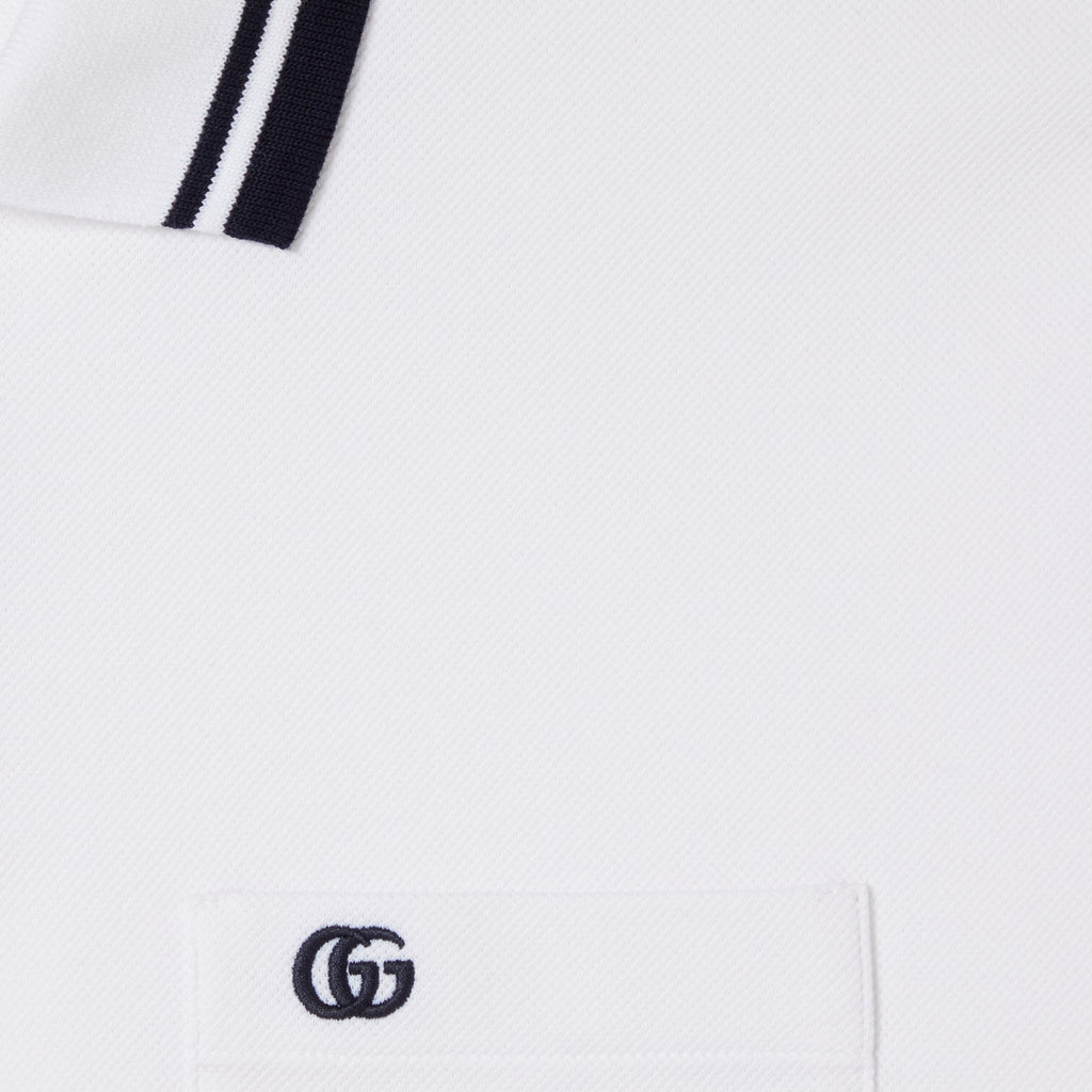 Cotton piquet polo shirt with embroidery - white