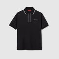 Cotton piquet polo shirt with embroidery - black