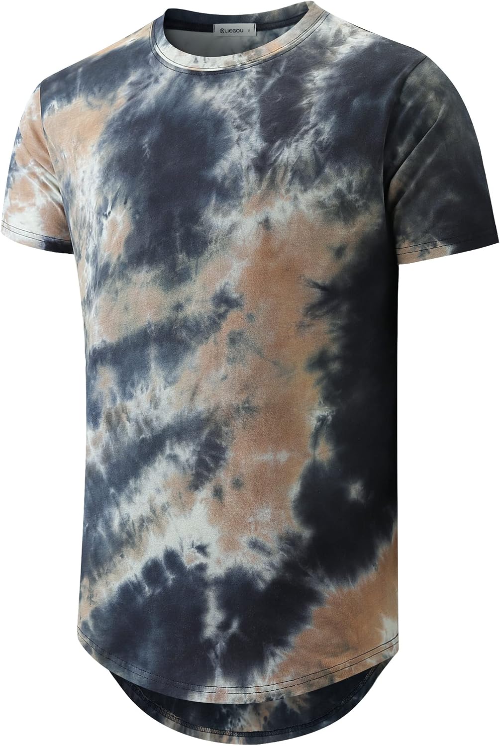 KLIEGOU men's longline T-shirt - 1803 Orange-grey