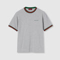 Cotton jersey T-shirt with embroidery - grey mélange