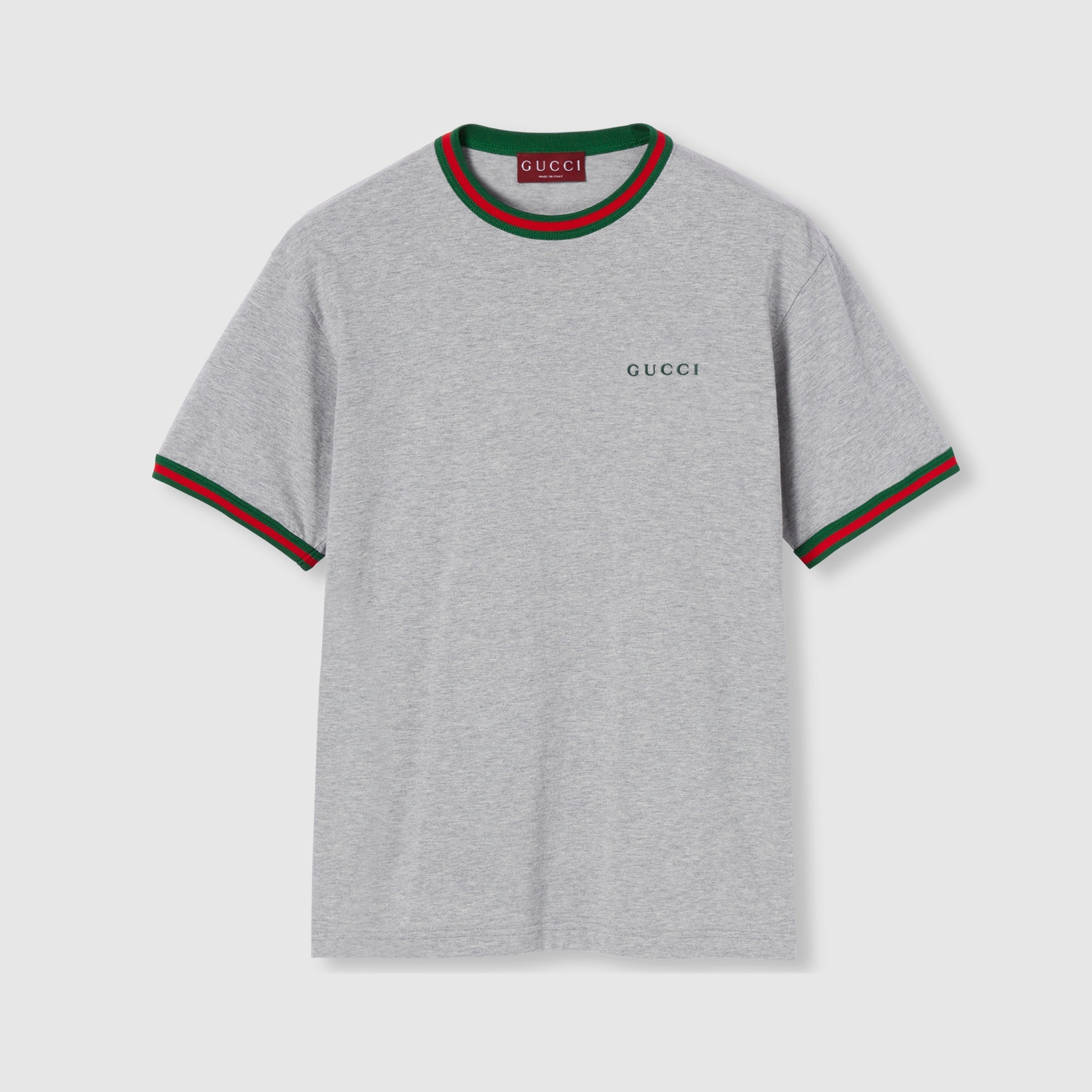 Cotton jersey T-shirt with embroidery - grey mélange