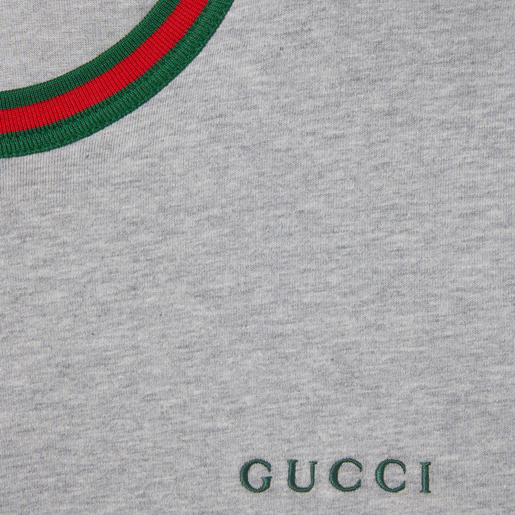 Cotton jersey T-shirt with embroidery - grey mélange