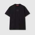 Cotton jersey T-shirt with embroidery - black