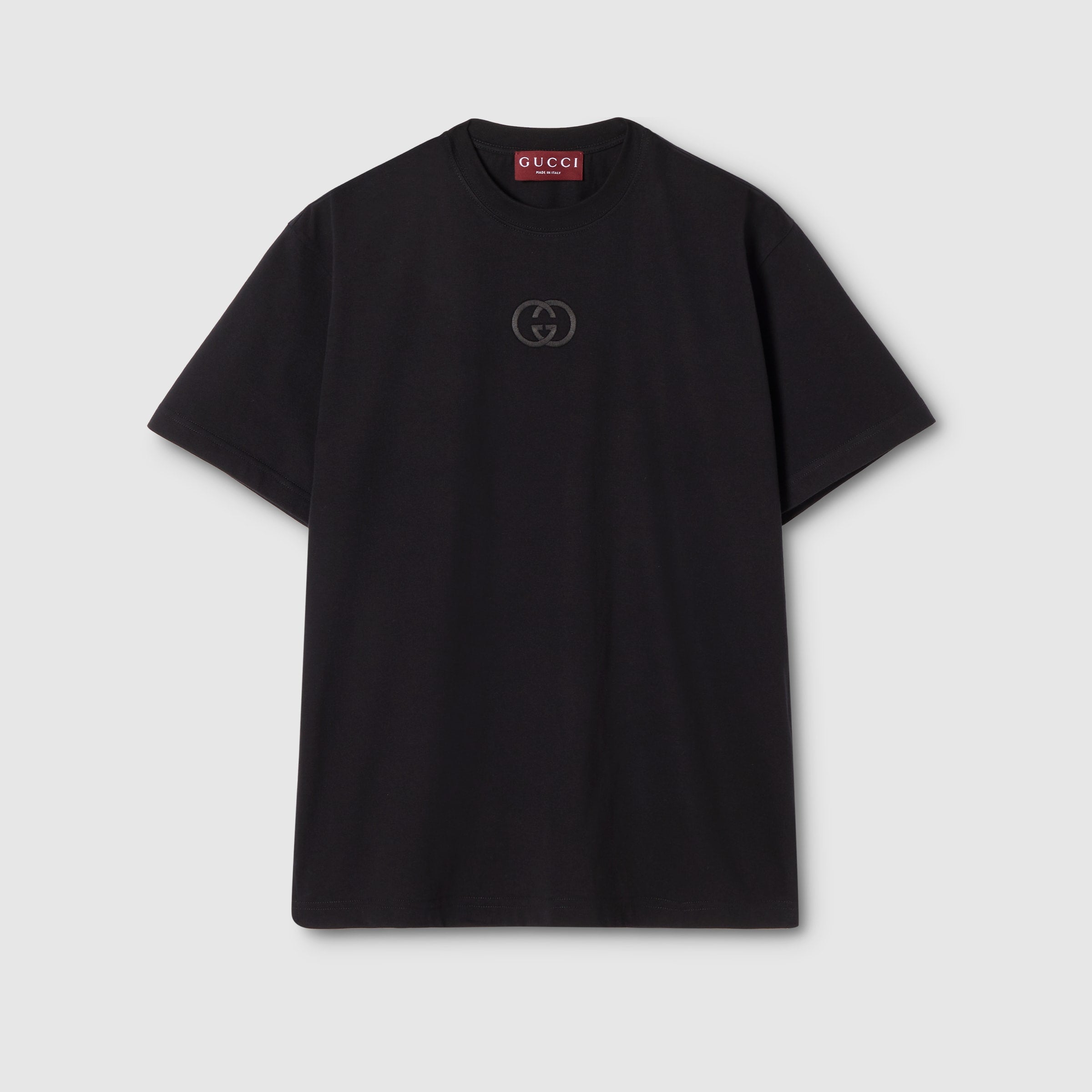 Cotton jersey T-shirt with embroidery - black