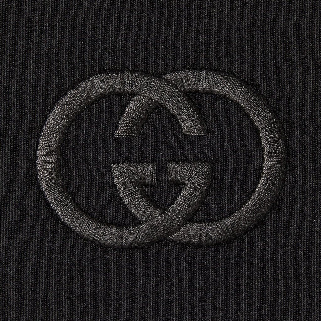 Cotton jersey T-shirt with embroidery - black