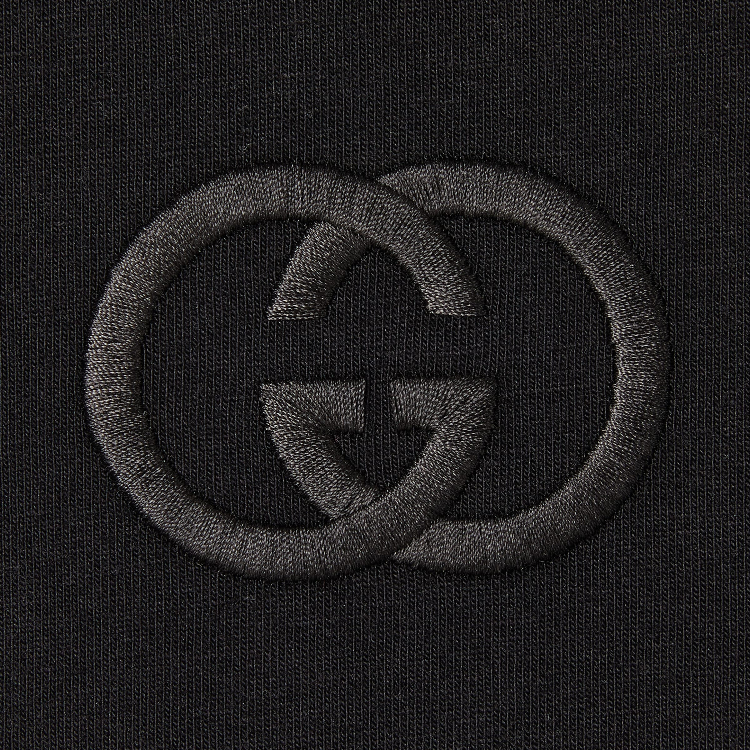 Cotton jersey T-shirt with embroidery - black