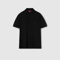 Cotton piquet polo shirt with embroidery - black
