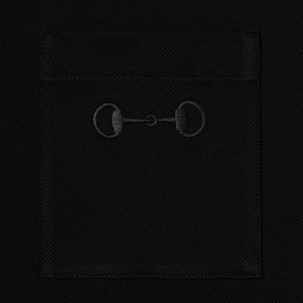 Cotton piquet polo shirt with embroidery - black