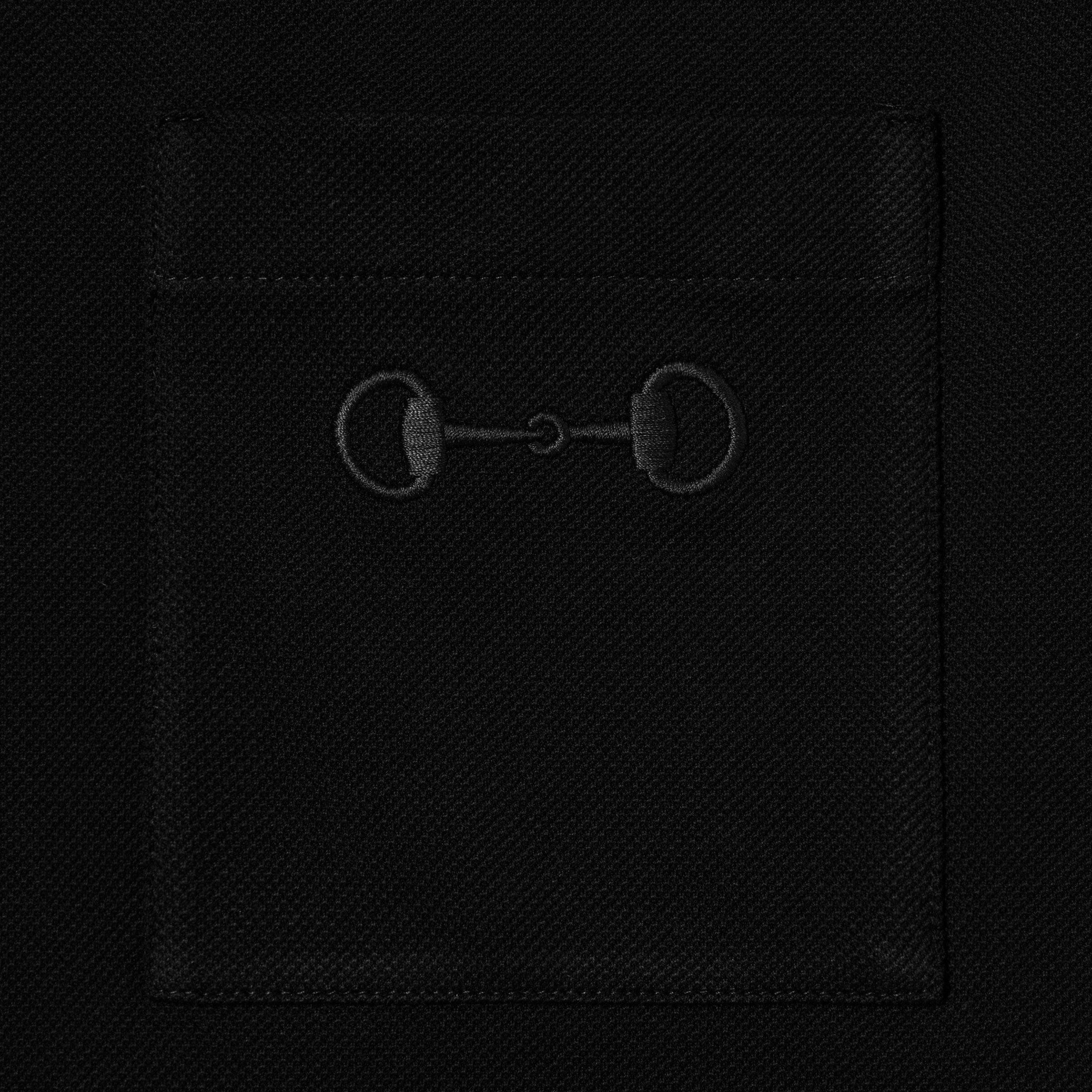 Cotton piquet polo shirt with embroidery - black