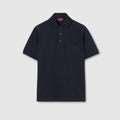 Cotton piquet polo shirt with embroidery - dark blue