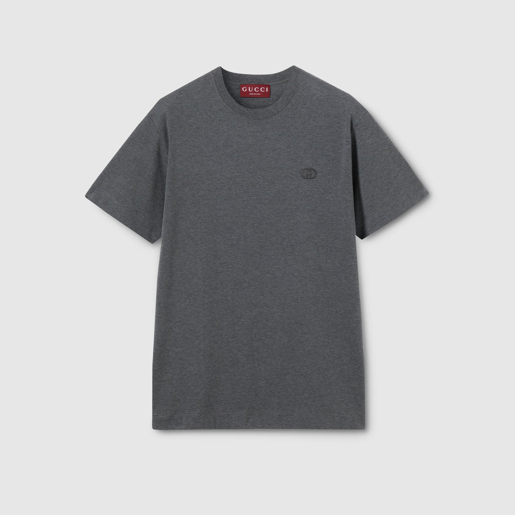 Cotton jersey T-shirt with embroidery - grey