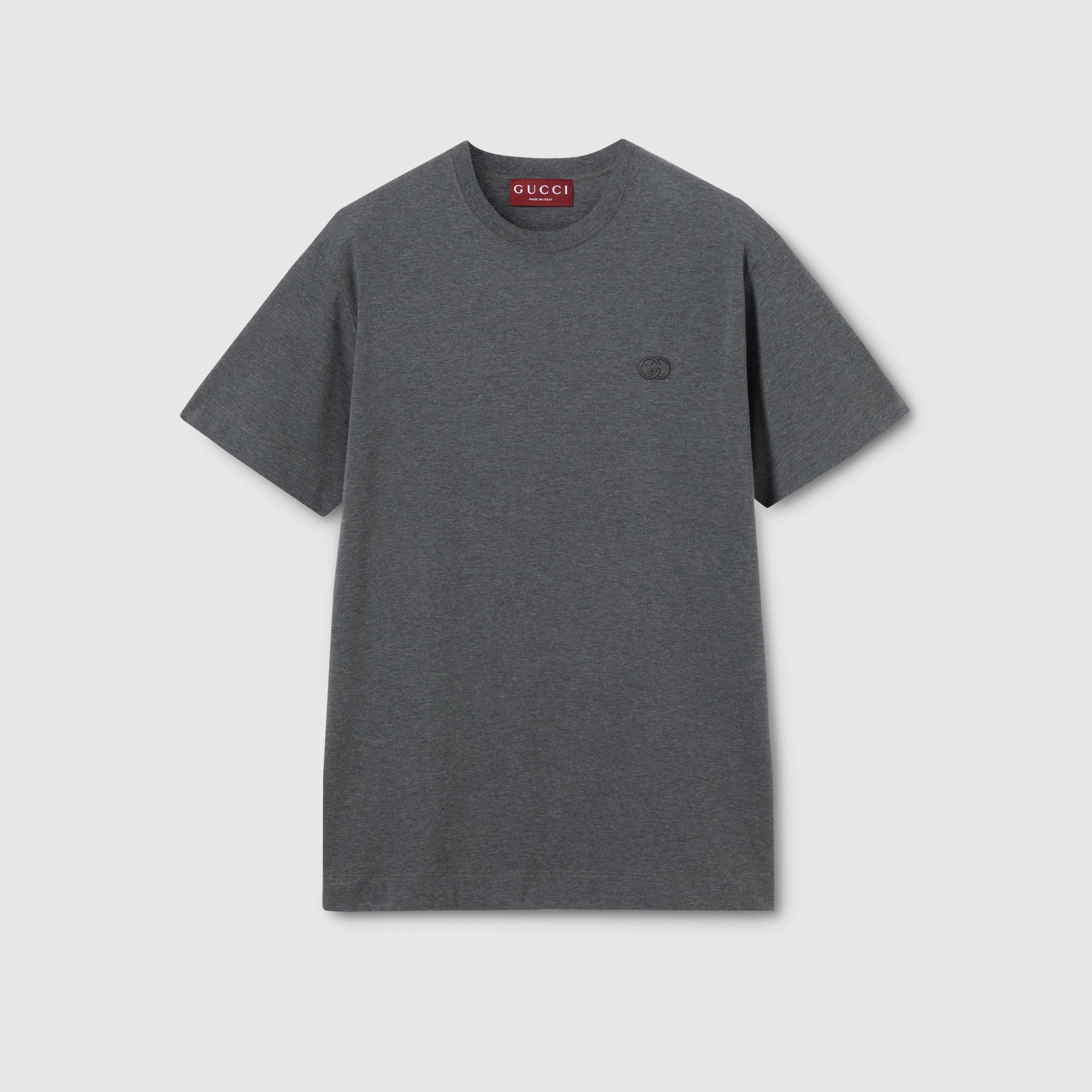 Cotton jersey T-shirt with embroidery - grey