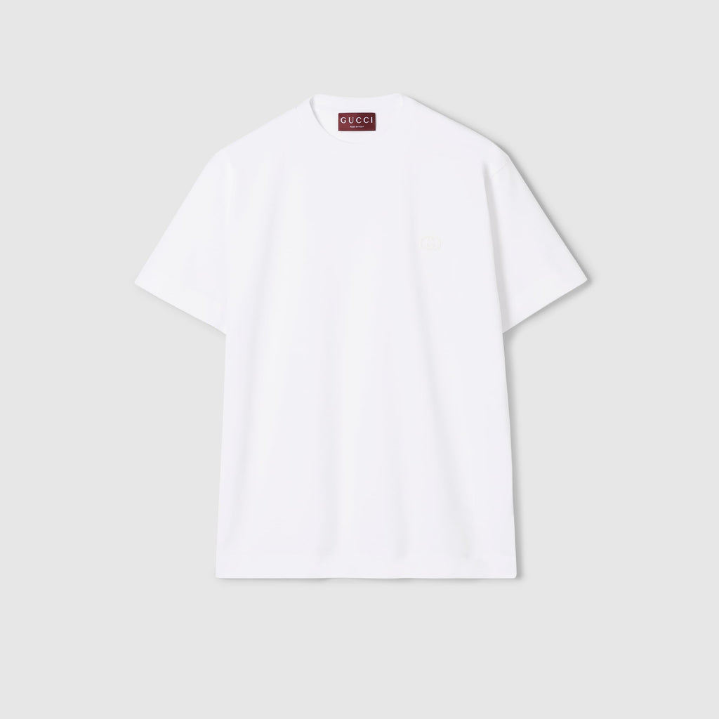 Cotton jersey T-shirt with embroidery - off white