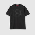 Cotton jersey T-shirt with print - black