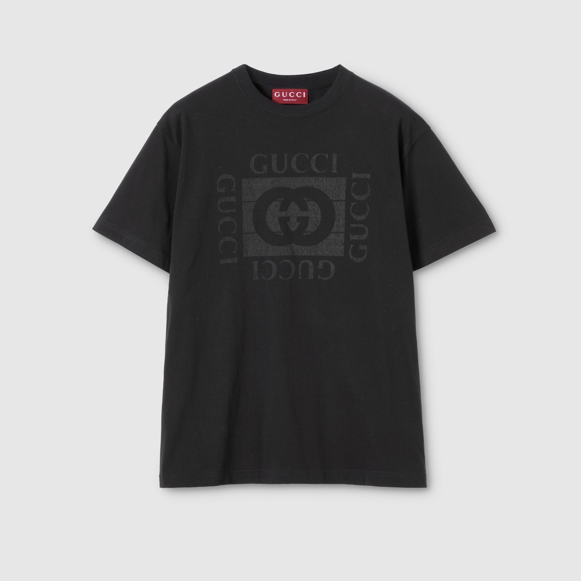 Cotton jersey T-shirt with print - black