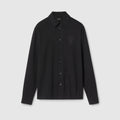 Cotton piquet shirt with embroidery - black