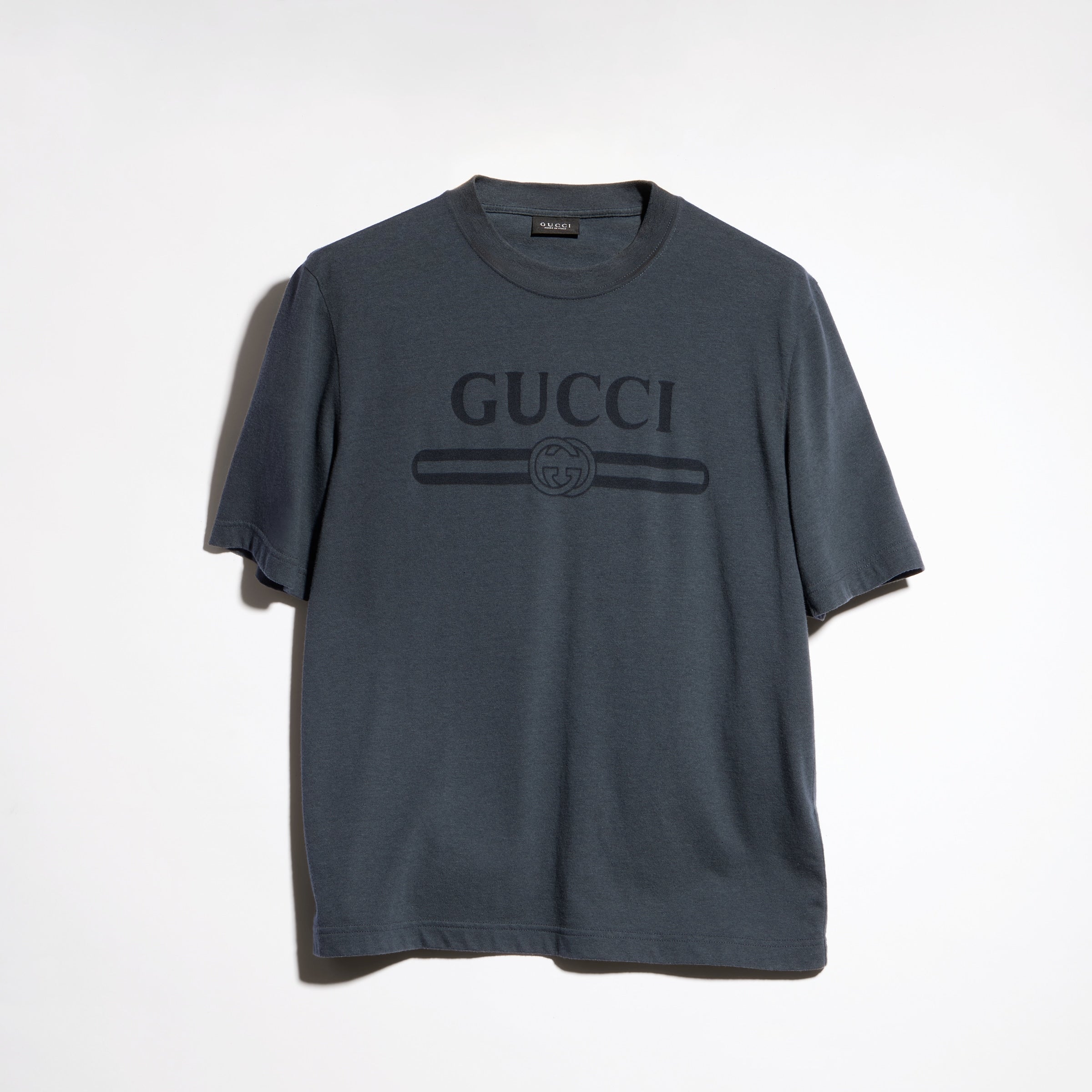 Cotton jersey T-shirt with devoré detail - dark grey