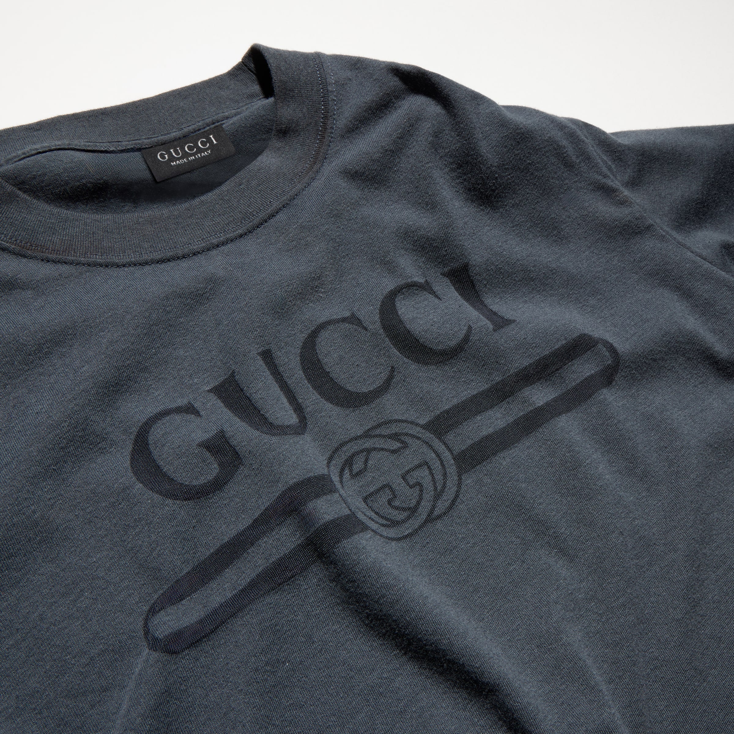 Cotton jersey T-shirt with devoré detail - dark grey
