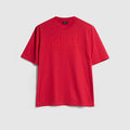 Cotton jersey T-shirt with devoré detail - red