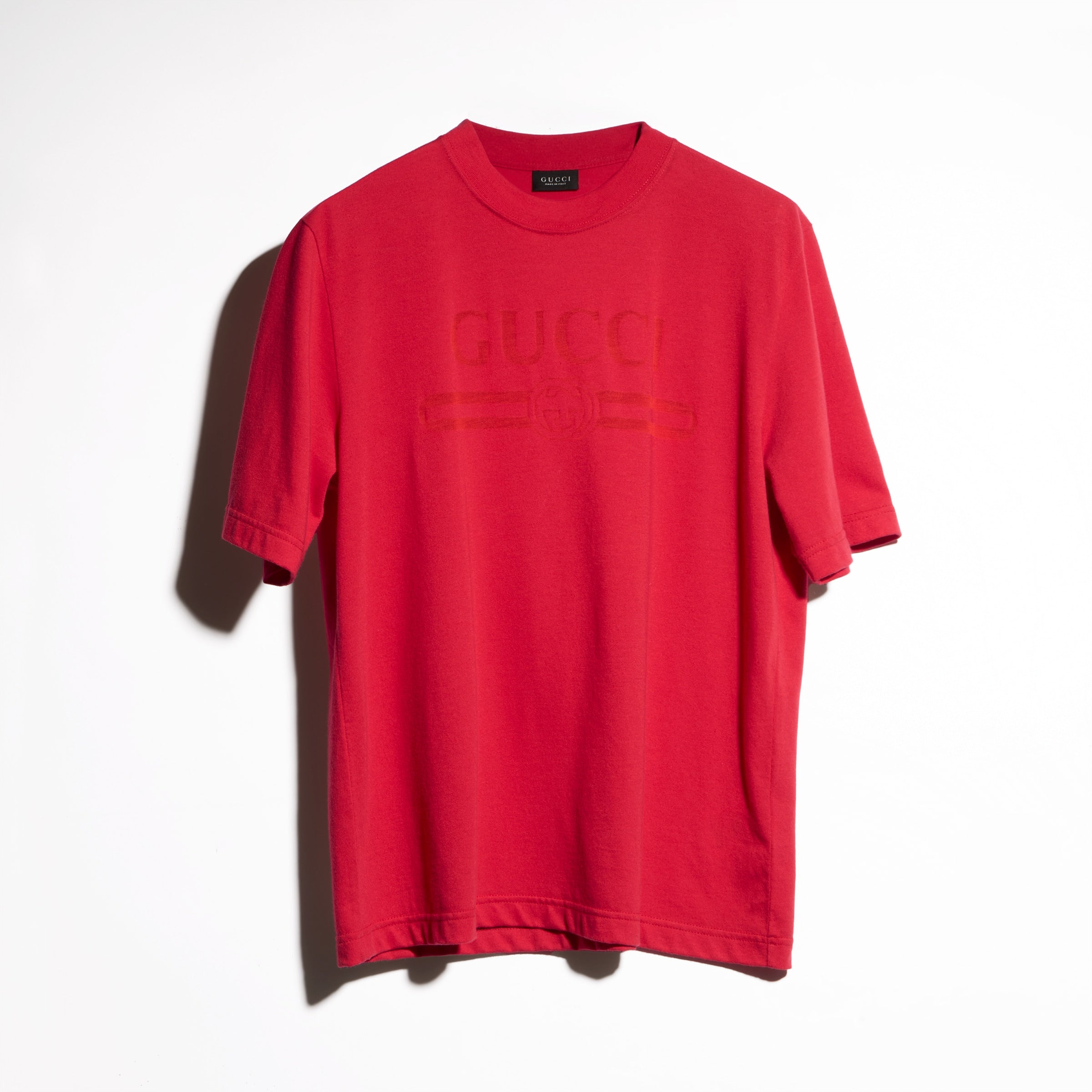 Cotton jersey T-shirt with devoré detail - red