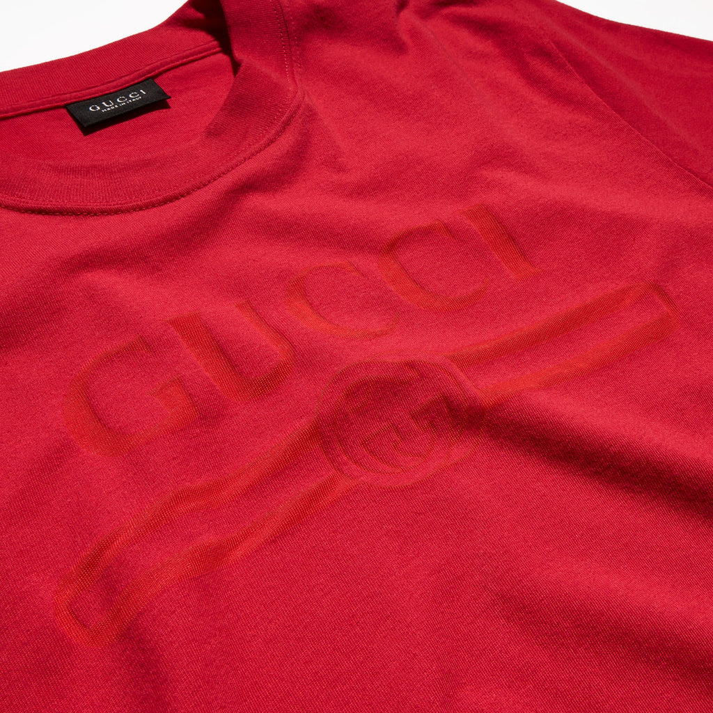 Cotton jersey T-shirt with devoré detail - red