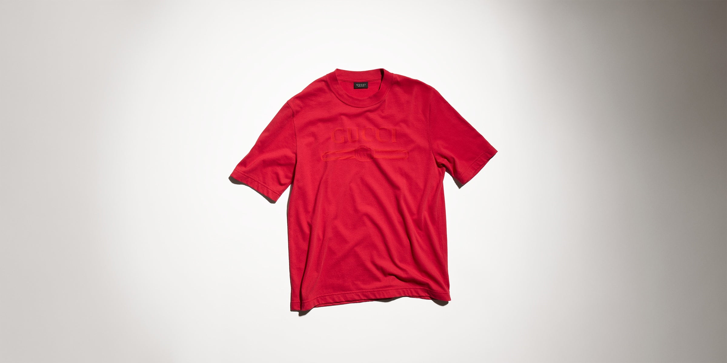 Cotton jersey T-shirt with devoré detail - red