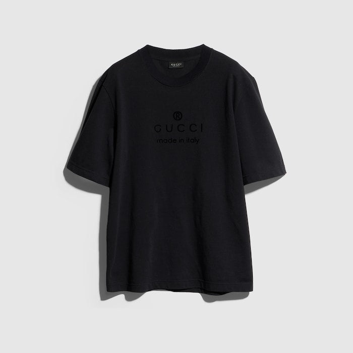 Cotton jersey T-shirt with print - black