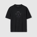 Cotton jersey T-shirt with devoré detail - black