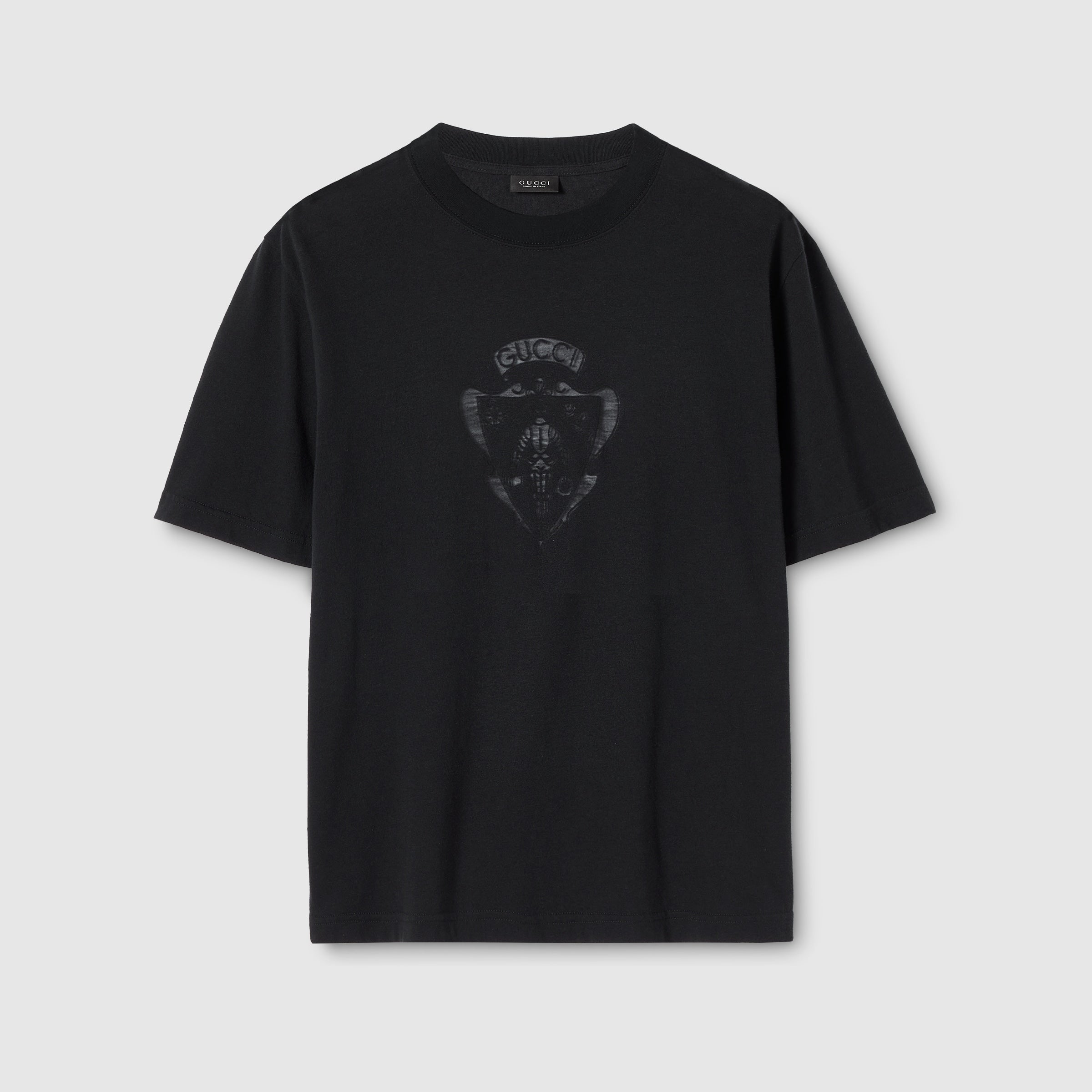 Cotton jersey T-shirt with devoré detail - black