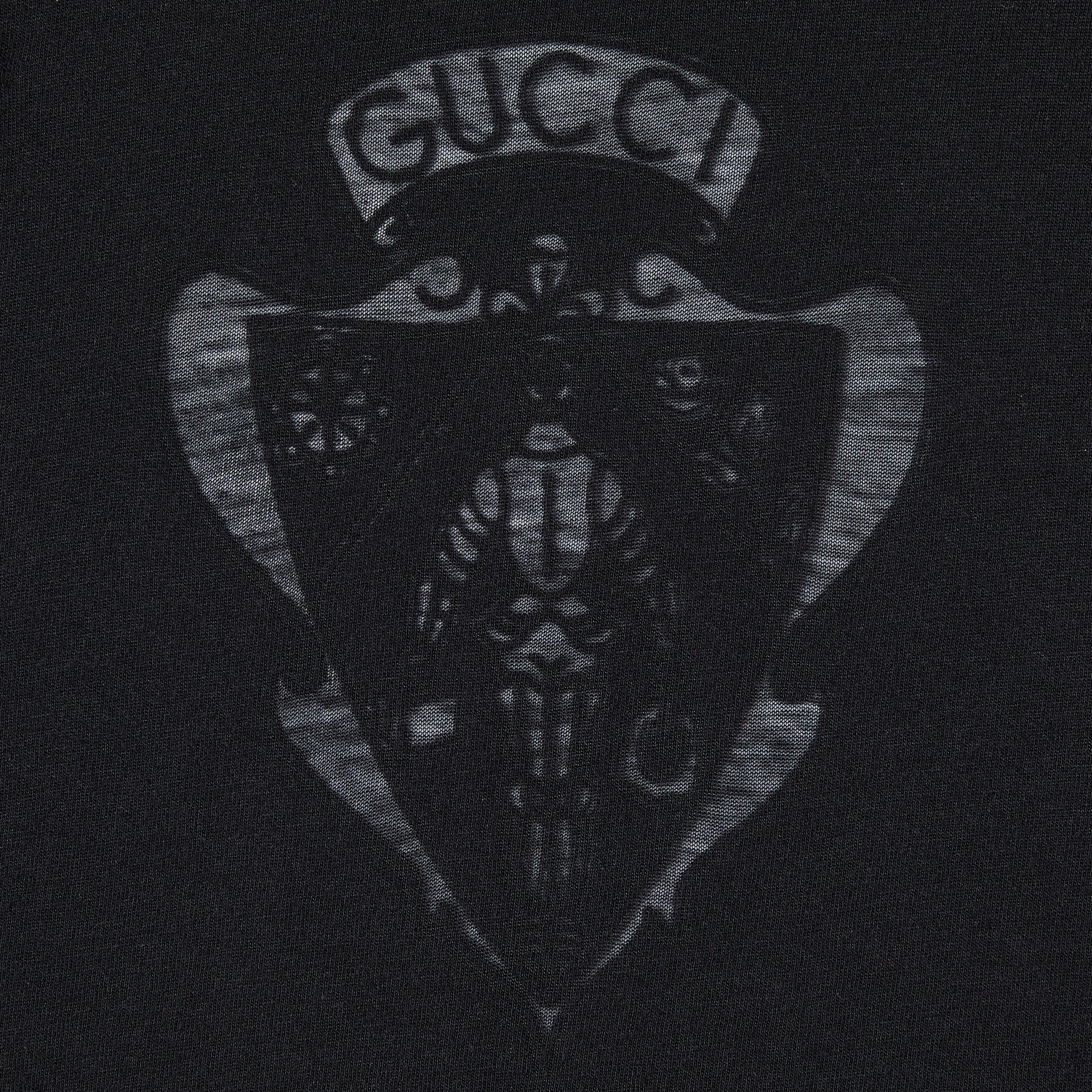 Cotton jersey T-shirt with devoré detail - black