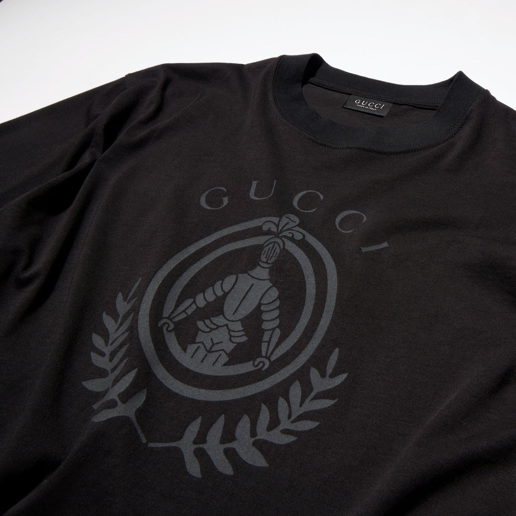 Cotton jersey T-shirt with print - black