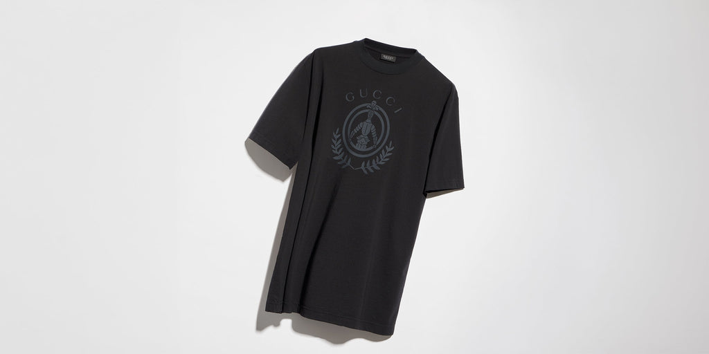 Cotton jersey T-shirt with print - black