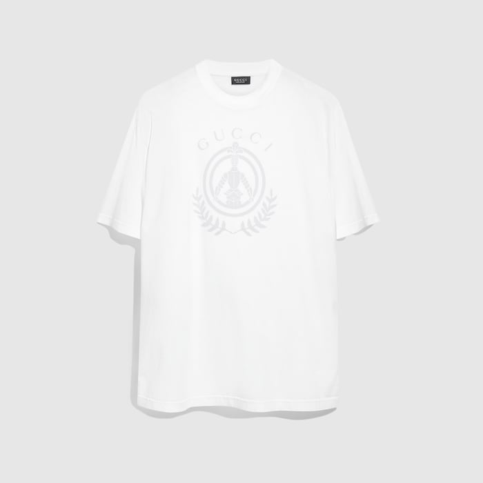 Cotton jersey T-shirt with print - white