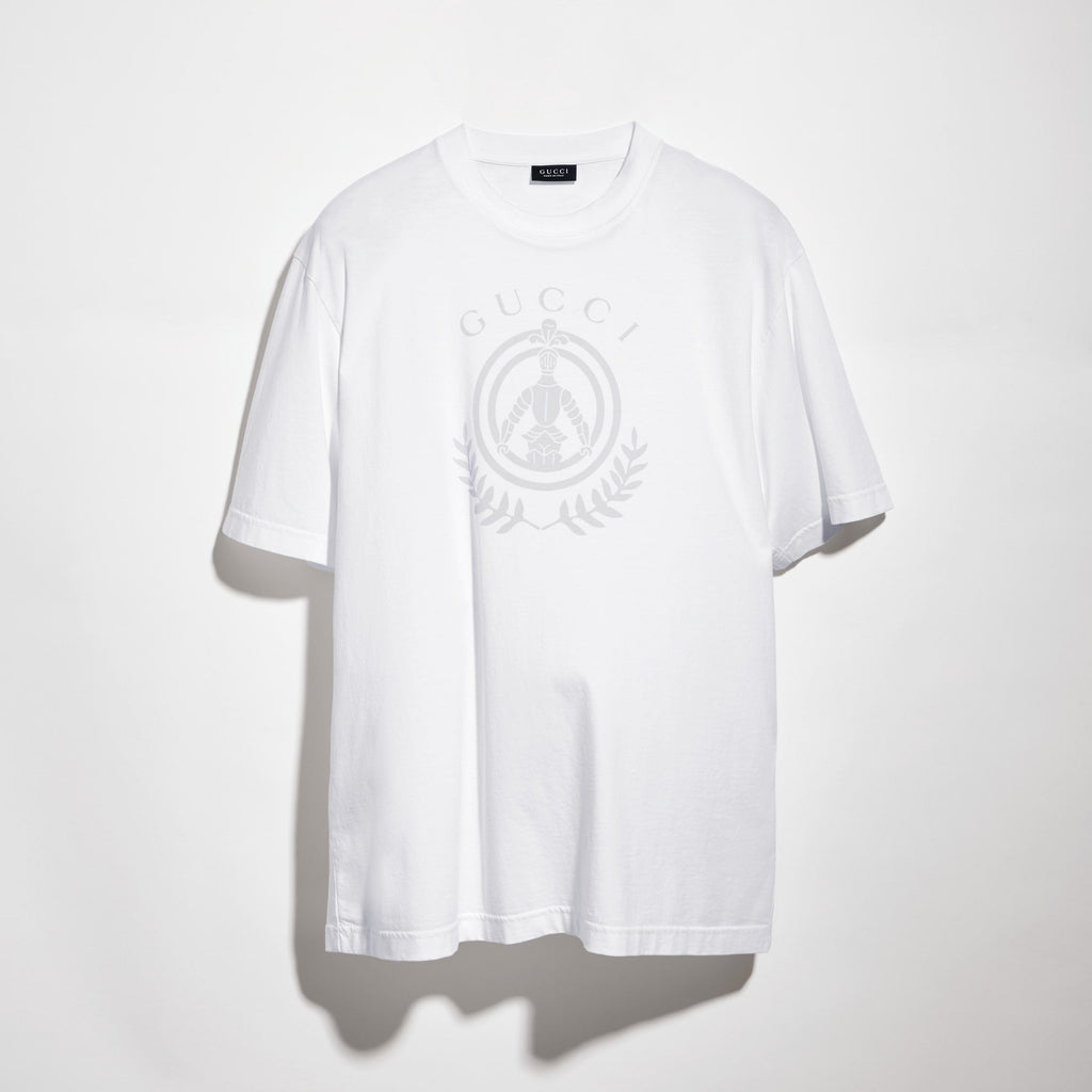 Cotton jersey T-shirt with print - white