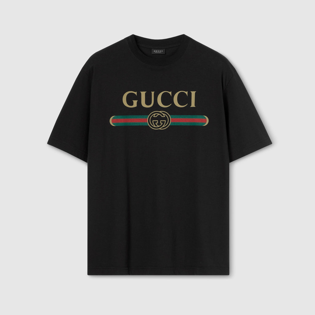 Silk blend jersey T-shirt with print - black