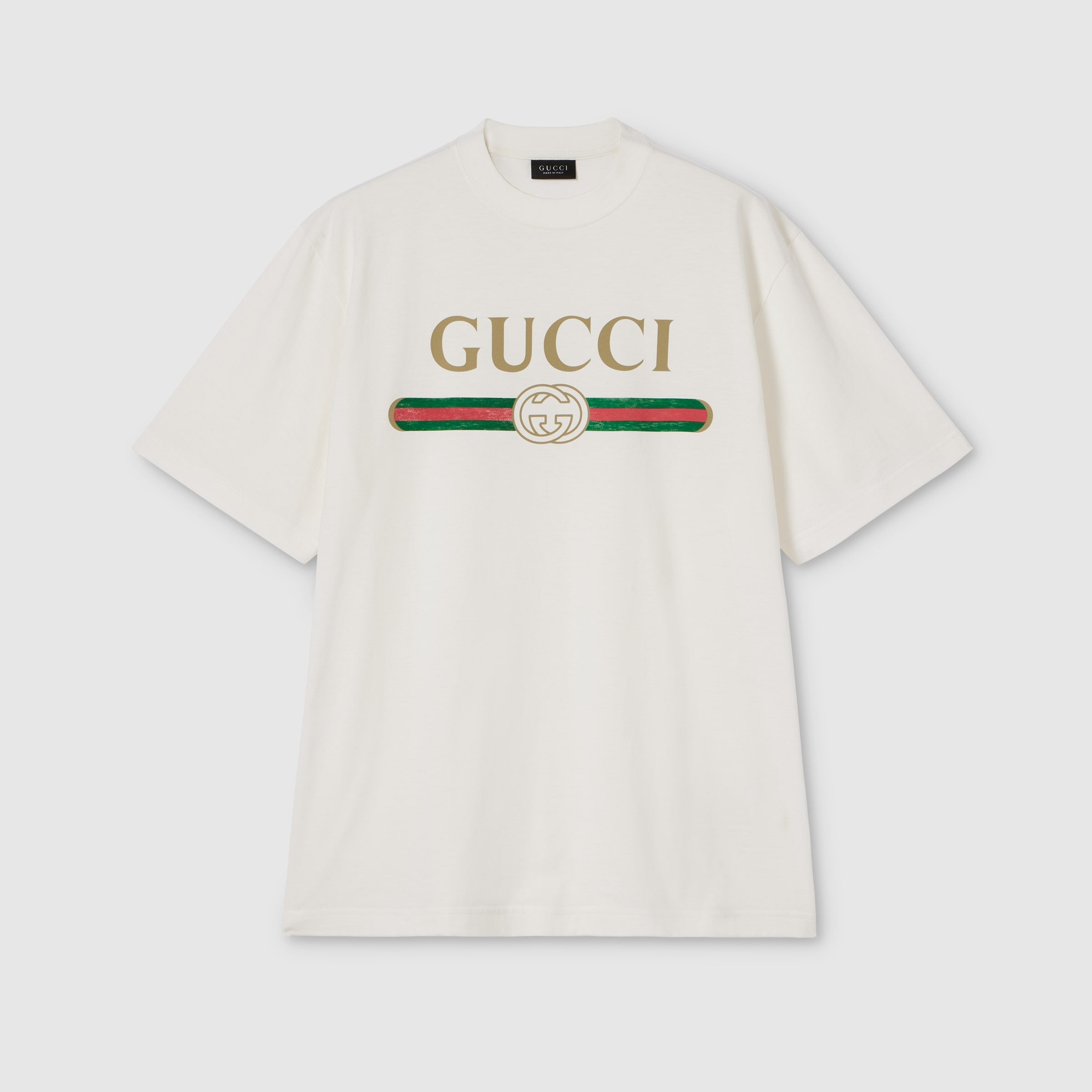 Silk blend jersey T-shirt with print - off white