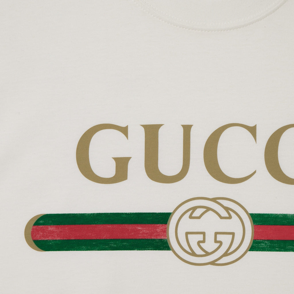 Silk blend jersey T-shirt with print - off white